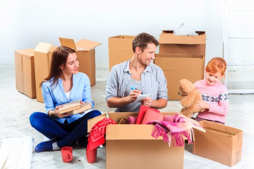Professional packing boxes being prepared in Swisscottage home