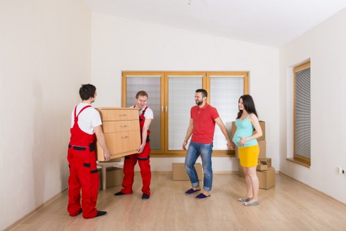 Office relocation planning in Swisscottage with moving boxes and business workspace