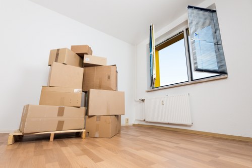 Boxes and household items prepared for a removals booking