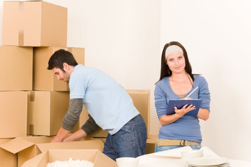 Office relocation with organized handling of equipment and documents