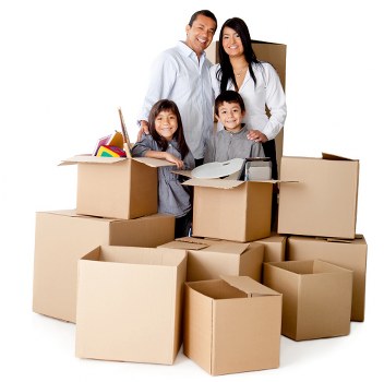 Eco-friendly packing boxes arranged for storage and relocation